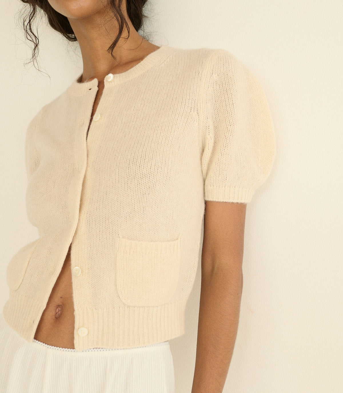 Alesia Cashmere Cardigan in Dogwood - view 3