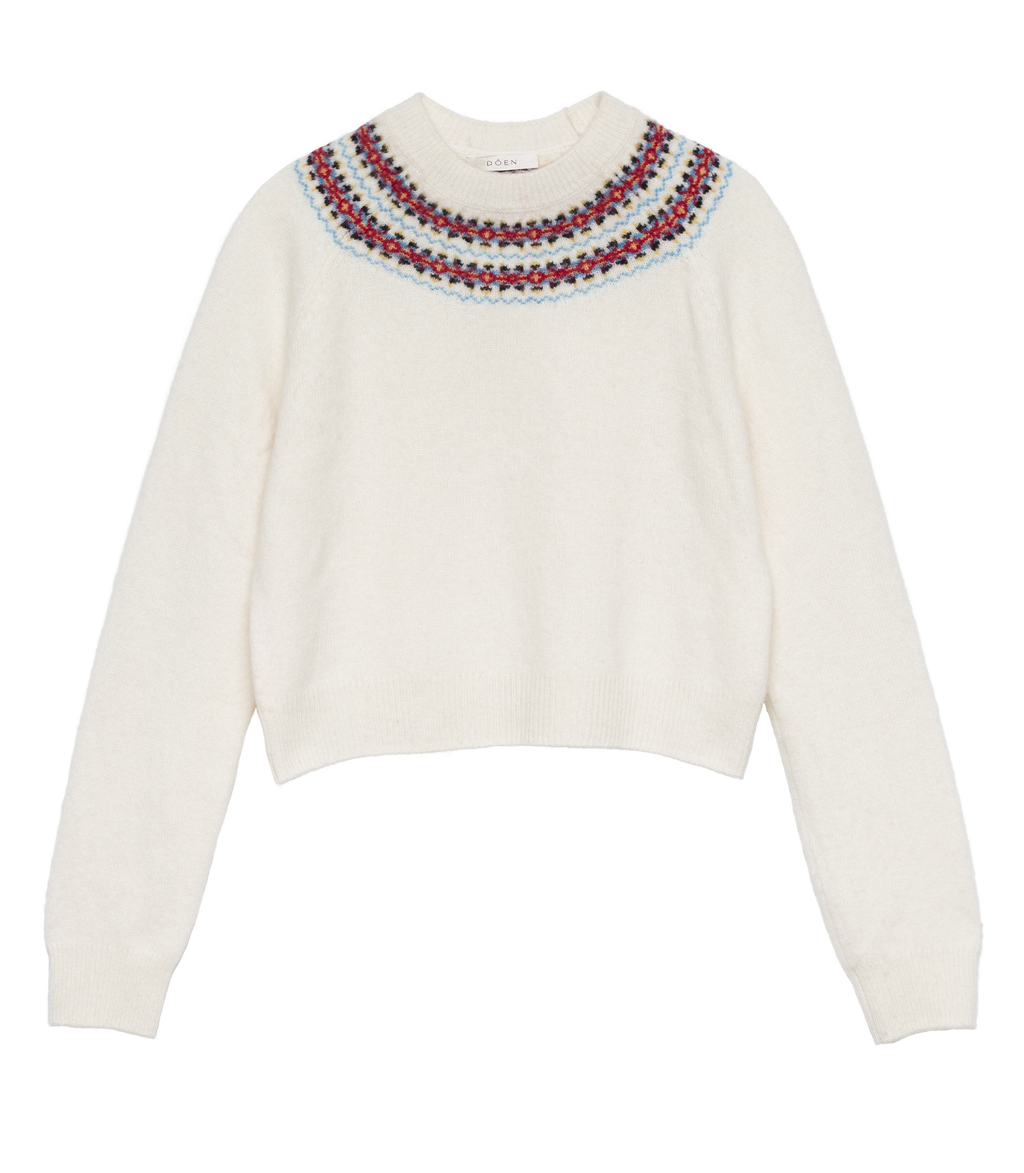 Boniface Sweater in Ivory Annecy Fair Isle - view 9