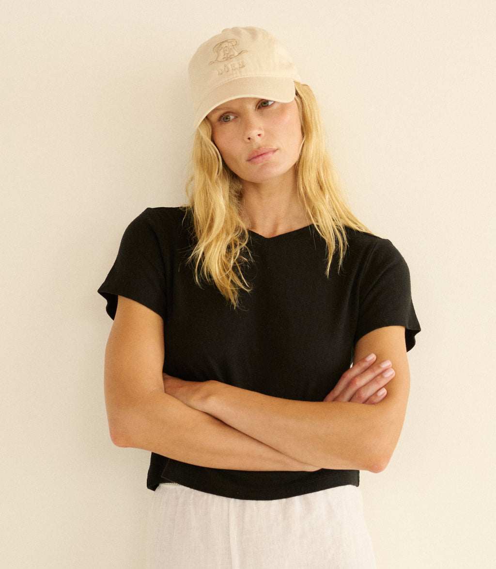 Claro Baseball Hat in Cream Cotton - view 2