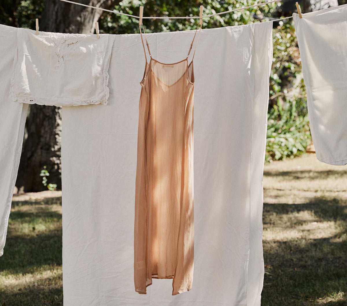 Long Deep V-Neck Slip in Sand Dollar - view 3