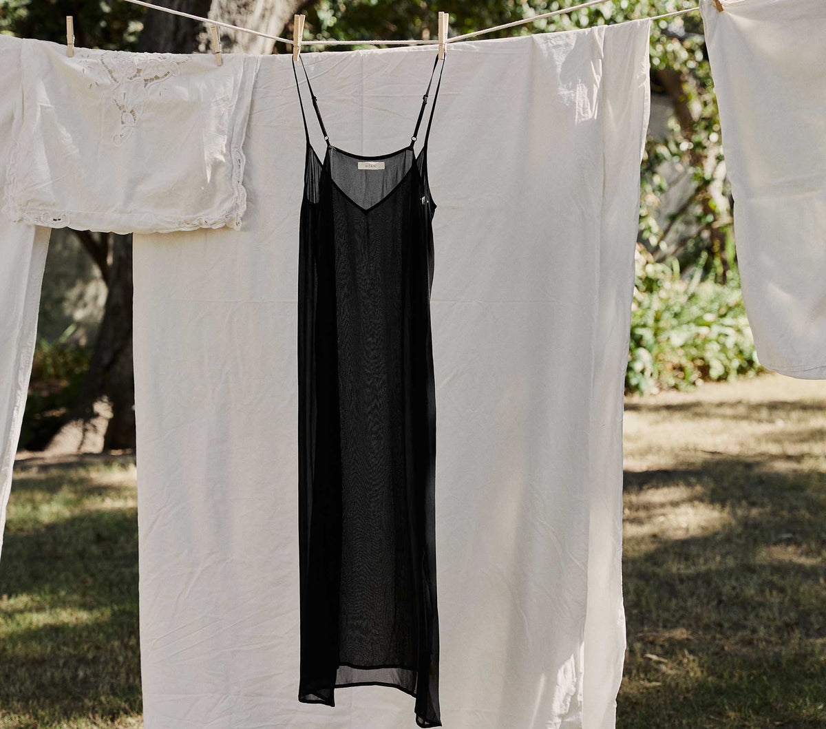 Long Deep V-Neck Slip in Black - view 1