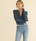 Heath Cashmere Henley in Blue Stone - view 1