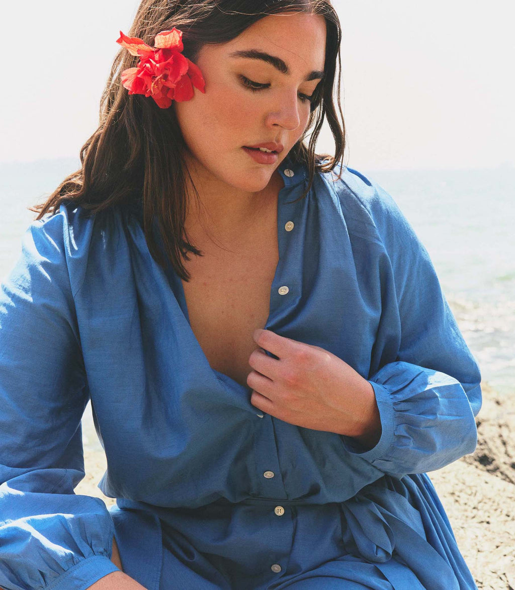 Juliet Tunic Dress in Santorini Blue - view 3