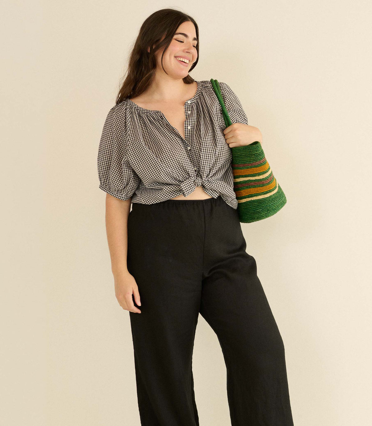 June Top in Noir la Maddalena Gingham - view 5
