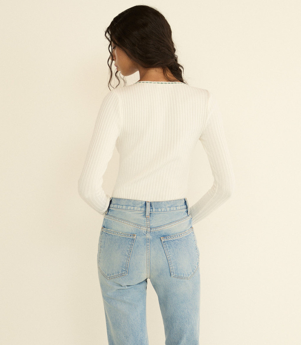 Lidie Tee in Salt with Cloud Blue Ribbon - view 6