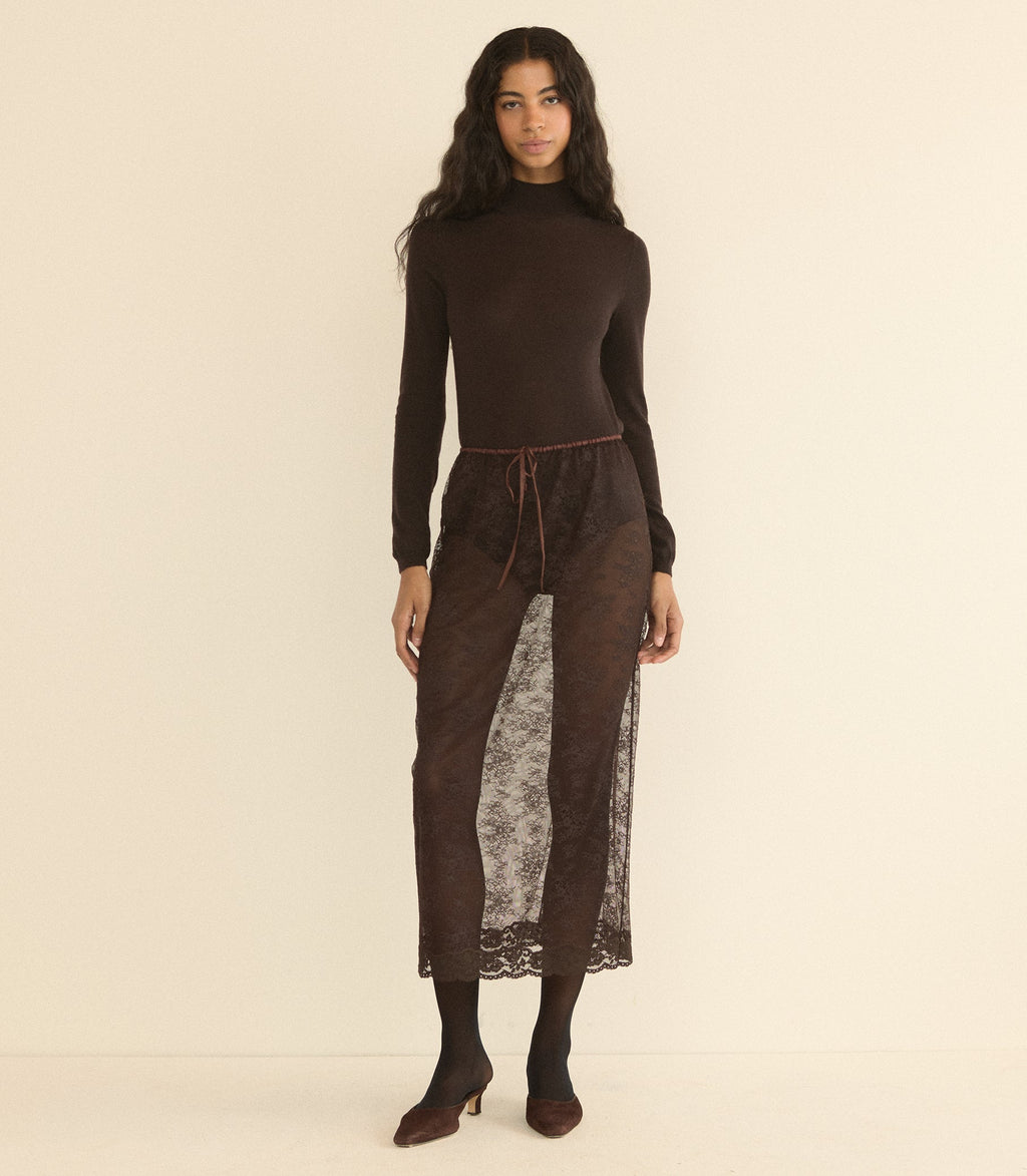 Loni Lace Skirt Set in Equestrian Brown - view 8