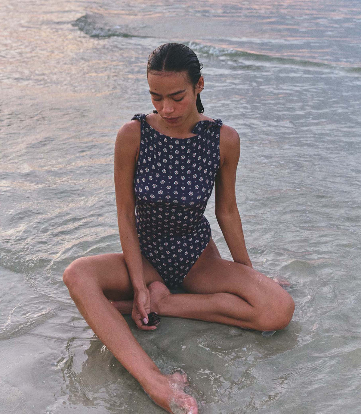 Malta Maillot in Navy Cadiz Foulard - view 2