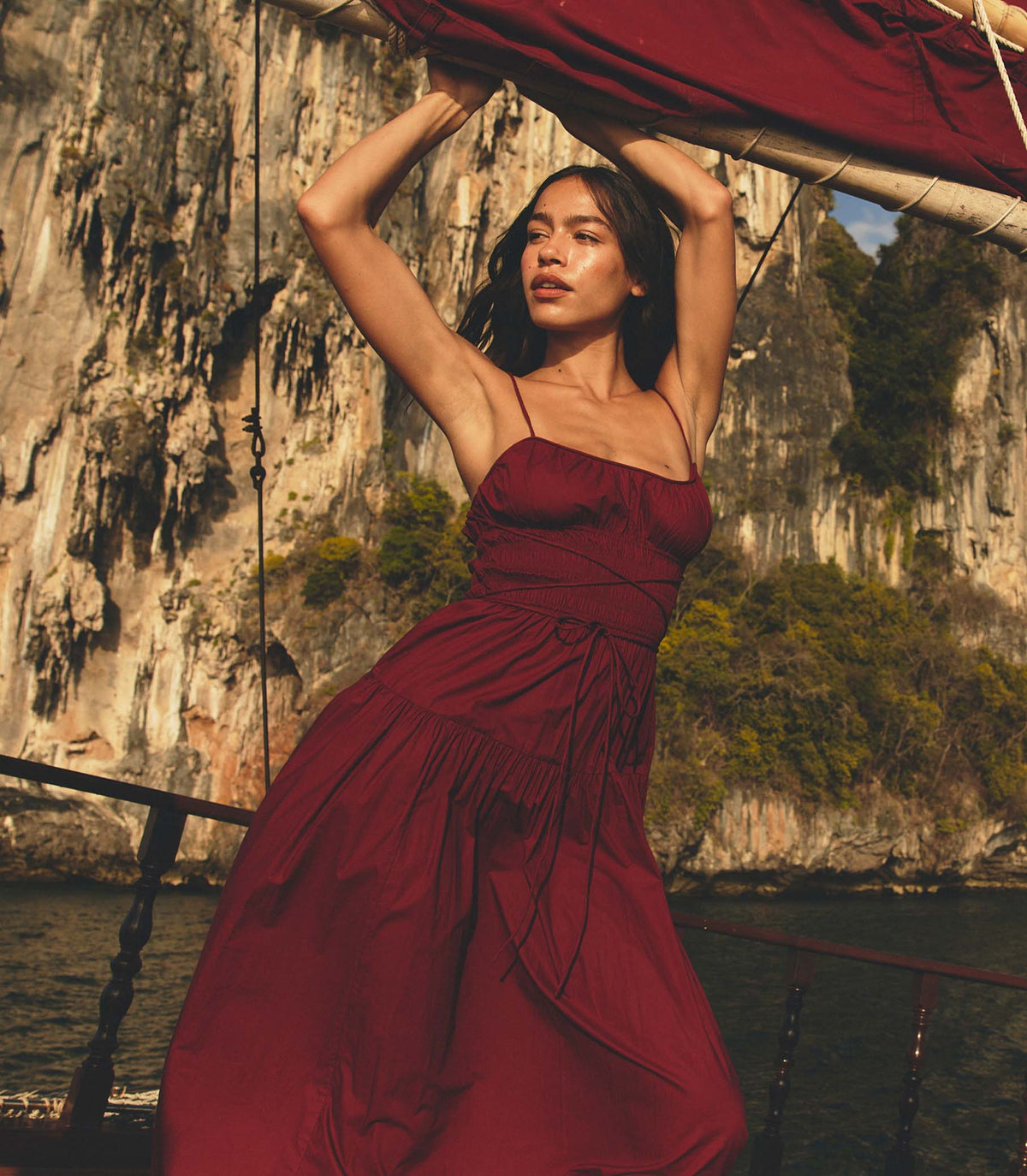 Safia Dress in Deep Ruby - view 5