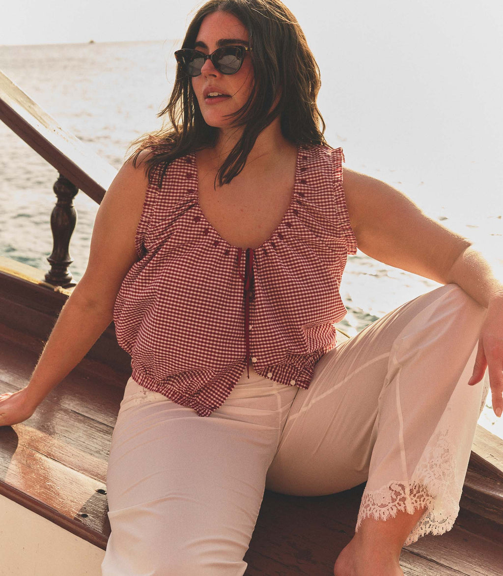 Traveler Top in Mulberry la Maddalena Gingham - view 3